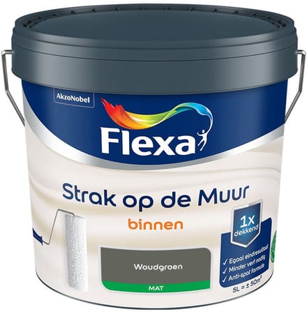 Flexa - Strak Op De Muur Binnen Mat - Woudgroen - Mengverf - 5 L