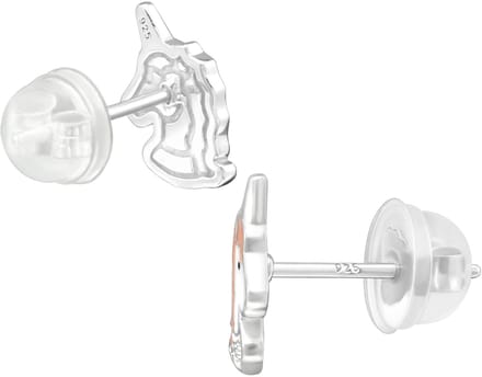 Premium Kinder-Oorbellen Einhorn aus Sterling Silber mit Kristall und Epoxidharz