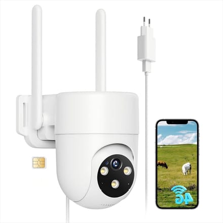 4G Bewakingscamera Buiten - IP Camera Dome - Veiligheid Verhogend - Geen Wifi Nodig - 2K Resolutie - Wit