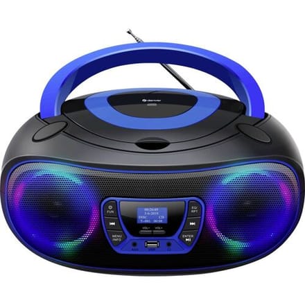 Denver TDB-212BU Radio/CD-speler DAB+, DAB, FM AUX, USB, Bluetooth, CD Sfeerverlichting, Incl. luidspreker Zwart, Blauw