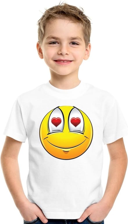 emoticon/ emoticon t-shirt verliefd wit kinderen 146/152