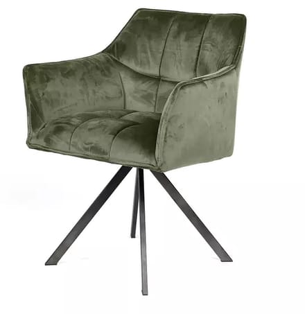 AnLi Style Armstoel raster draaibaar - groen velours - set van 2