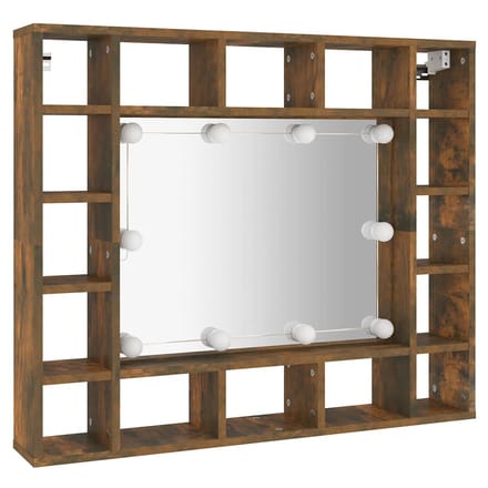 vidaXL - Spiegelkast - met - LED-verlichting - 91x15x76,5 - cm - gerookt - eiken