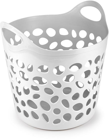 Plasticforte Flexibele wasmand/opbergmand - rond - wit - 35 liter - D40 x H39 cm