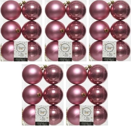 Decoris Kerstballen - 30x st - oudroze - D8 cm - kunststof - mat/glans - kerstversiering