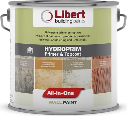 Libert Hydroprim – Isolerende Primer & Afwerkingslaag – 2-in-1 – Binnenmuurverf – Wit – 10L