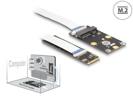 Converter M.2 Key B+M male to 1 x Mini PCIe Slot half size / full size with flexible cable