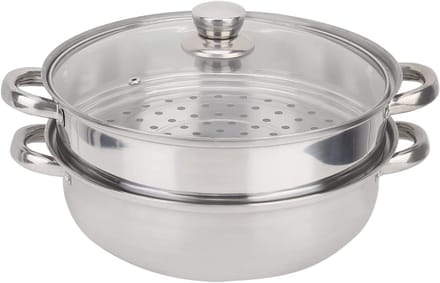 Stoompan Roestvrij Staal - Stoomkoker - Gezond Koken - Dubbellaags - 27 cm - Zilver