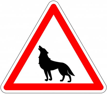 Pas op voor wolven bord, kunststof 200 mm