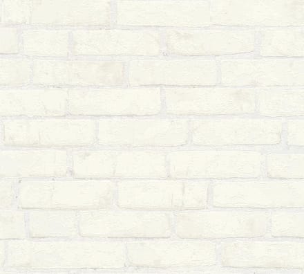 USED-LOOK BAKSTENEN BEHANG | industrieel - Wit Zilver - A.S. Création Elements 2