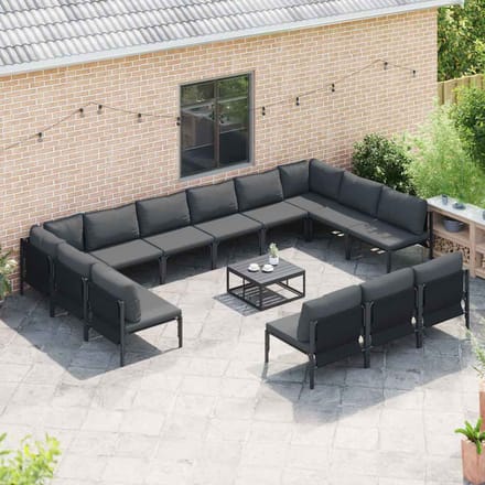 vidaXL - Tuinbank - Set - 13 - st - Zwart - Staal