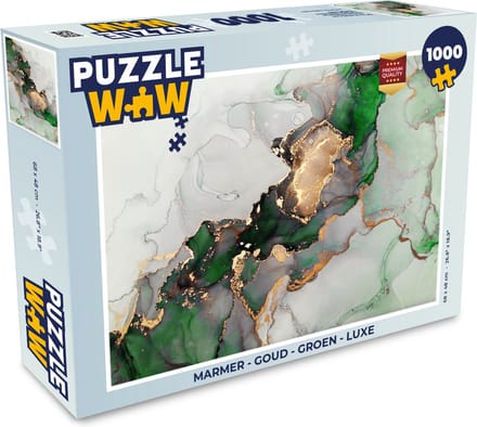Puzzel Marmer - Goud - Groen - Luxe - Legpuzzel - Puzzel 1000 stukjes volwassenen