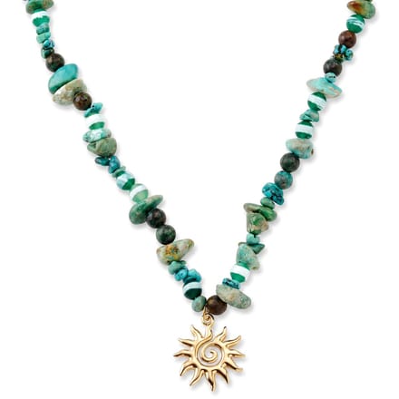 Mediterranean | Ketting met turquoise natuurstenen kralen en zonbedel
