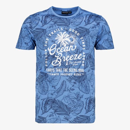 Unsigned heren T-shirt met bladerenprint groen - Maat M