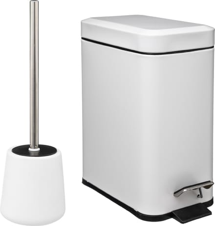 5Five Badkamer/toilet accessoires - WC-borstel en pedaalemmer 5L - wit
