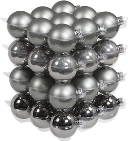 Othmar Decorations kerstballen - 36x st - titanium grijs - D6 cm - glas - kerstversiering