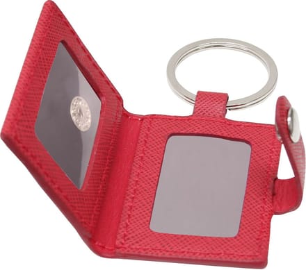 Deknudt Frames sleutelhanger S59NS4 - rood lederlook - 2x 3,4x4,5 cm