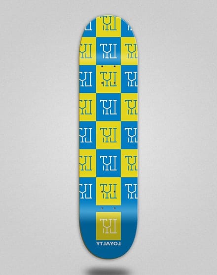 Skateboard Deck - Skate Deck - Skateboarden - Vierkant Patroon - 8.0 inch - Blauw Geel