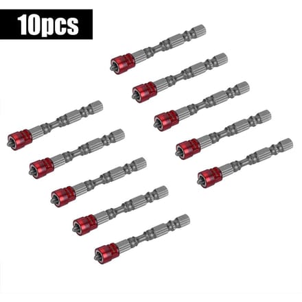 10 pièces Embouts de tournevis magnétiques PH2 à queue hexagonale 1/4 pouce Embout de tournevis électrique (Aimant rouge)