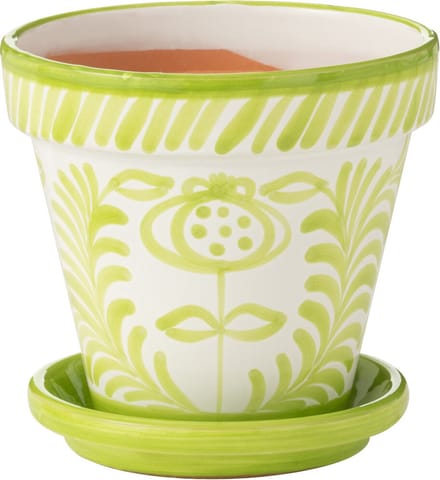 J-Line bloempot Granada Handmade + Painted - keramiek - groen - medium - Ø 27 cm