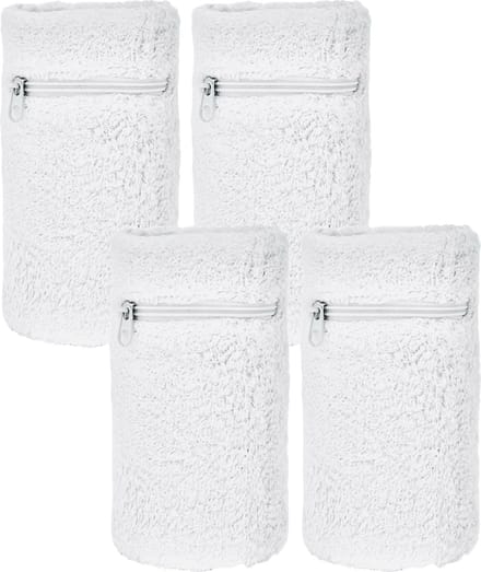 Arowell Premium Polszweetbandjes met Portemonnee en Rits – Wit – 12 x 8 cm – Set van 4