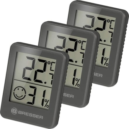 Bresser Weerstation - ClimaTemp Hygro Indicator - Set van 3 - Checkt Binnenklimaat - Grijs