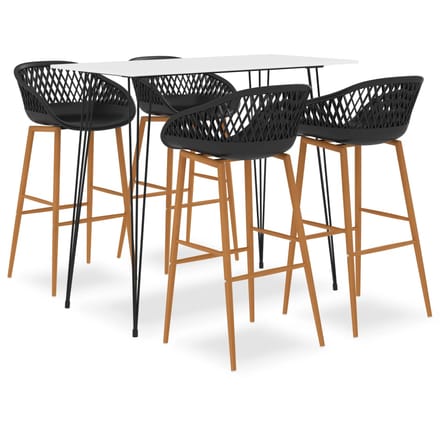 vidaXL - 5-delige - Barset - wit - en - zwart
