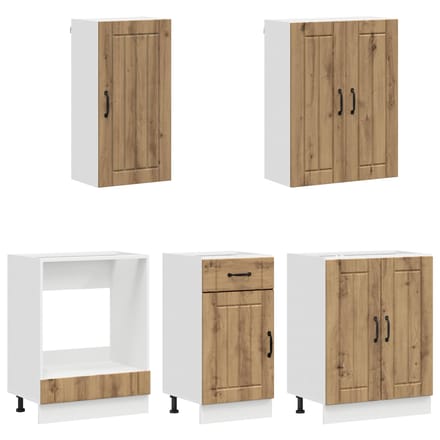 vidaXL - Keukenblok - LUCCA - 5 - st - Artisanaal - eiken - Bewerkt - hout
