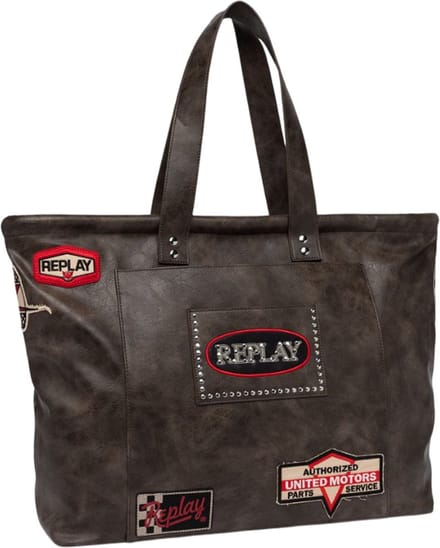 REPLAY Schoudertas Shopper Bungee Cord / Black Bruine