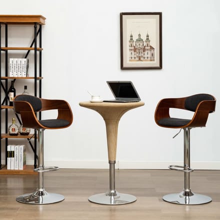 vidaXL - Barstoelen - 2 - st - gebogen - hout - en - stof - grijs
