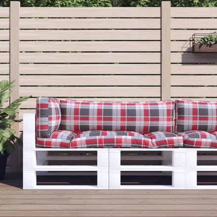 vidaXL - Palletkussens - 3 - st - ruitpatroon - stof - rood