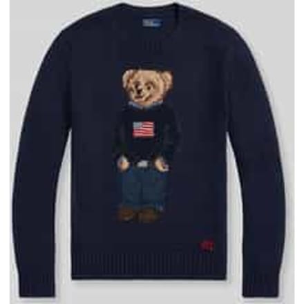 regular fit pullover van mix van katoen en linnen met polo bear-stitching