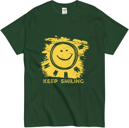 Grappig T Shirt Vrouwen en Mannen - Inspirerende Quote en Smiley Keep Smiling - Groen - M