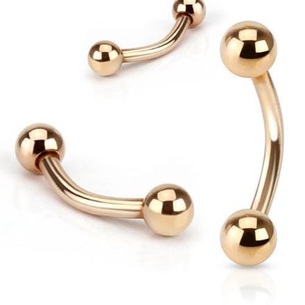 Piercing curved rond basis extern 1.2x8x3 - rose goud - LMPiercings