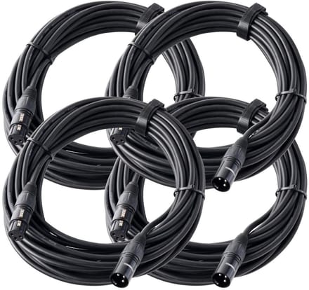 4-delige set XLR Microfoonkabel 10 Meter - Professionele Audio Kabel Stereo Zwart