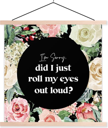 Posterhanger incl. Poster 60x60 cm - Schoolplaat - Tiener - Quote - Ogen - Textielposter - Blanke latten