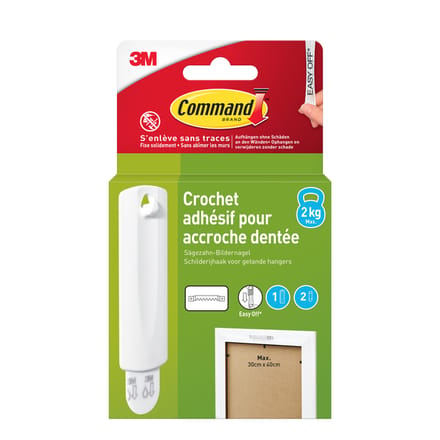 Command™ Schilderijhaak, 17040C, ophanging met zaagtand, 1 haak, 2 strips, 2.2kg
