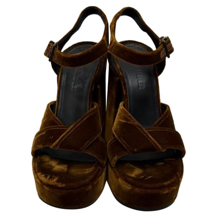 Jil Sander Twisted Platform Sandalen in Bruin Fluweel