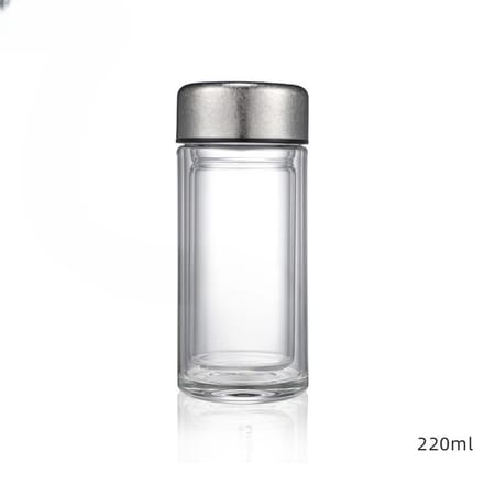 Glas Dubbellaags High-end Draagbaar Herencadeau Bubble Tea Bekers High-end Waterbekers. 220ml gray
