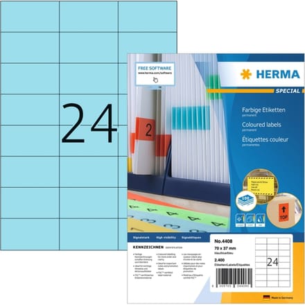 HERMA Etiketten A4 blauw 70x37 mm Papier mat 2400 St.