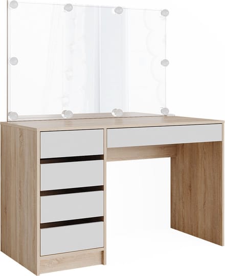 Vicco Sherry Kaptafel met licht – 120 cm met LED-verlichting Wit/Sonoma