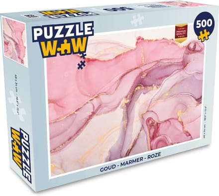 Puzzel Goud - Marmer print - Roze - Legpuzzel - Puzzel 500 stukjes