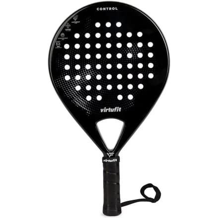 VirtuFit Control Padel Racket - Zwart / Grijs - Rond Blad - 365 gram - EVA Soft Kern - Met Polskoord - Voor Beginners