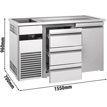 GGM Gastro Bierkoeling PREMIUM - 1550x700mm - 1 deur & 3 laden zilver