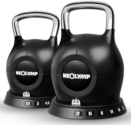 NEOLYMP 7in1 Kettlebell Set 1,5–10 & 2–20 kg – Robuust & Veelzijdig voor thuis