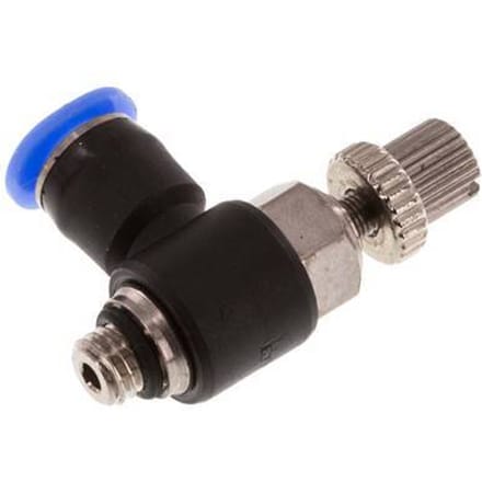 L-stuk Regelventiel 4 mm - M5 Regeling-Uit Messing/PBT