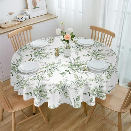 Lente Eucalyptus Bladeren Rond Tafelkleed Waterdichte Tafelbeschermer Voor Bruiloft Decoratie Eettafelkleed Diameter 153cm