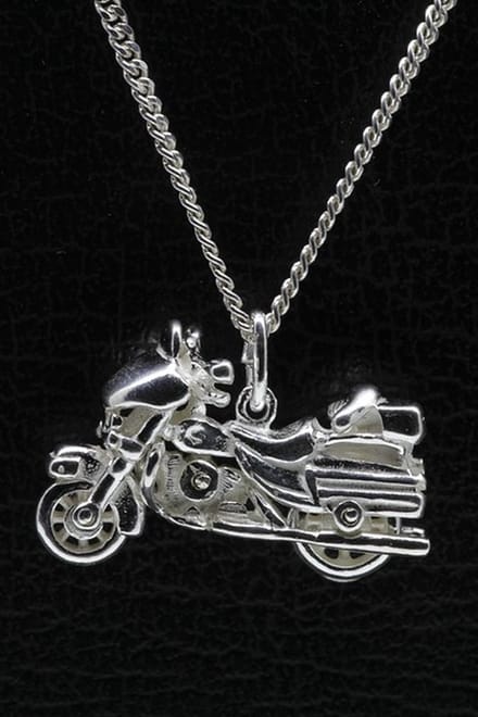 Zilveren Harley Davidson ketting hanger - wielen draaibaar