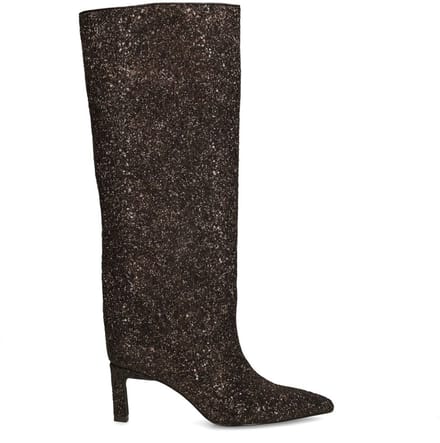 Sacha - Dames - Bruine hoge glitter laarzen met hak - Maat 38