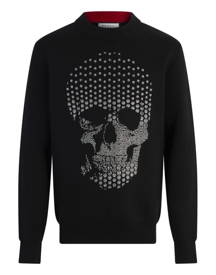 Round Neck Pullover Degrade Skull Strass Skull Strass